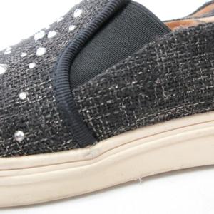 LANVIN en Bleu スリッポン スニーカー ラインストーン ビジュー サイドゴア 黒 ブラック 24?p 1213