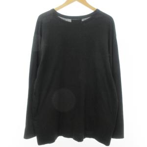 Yohji Yamamoto Tシャツ カットソー ロンT 長袖 コットン ワンポイントロゴ プリント クルーネック ブラック 黒 2 約M相当 1214