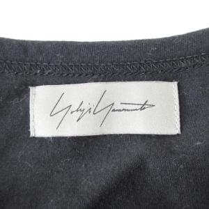Yohji Yamamoto Tシャツ カットソー ロンT 長袖 コットン ワンポイントロゴ プリント クルーネック ブラック 黒 2 約M相当 1214
