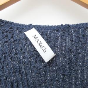 MAX&CO. リブニットカーディガン チュニック コットン ボタン デザイン 紺 ネイビー XL RRR 1218