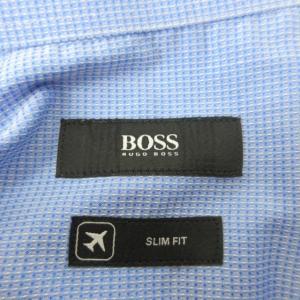 HUGO BOSS シャツ ワイシャツ 長袖 コットン レギュラーカラー ビジネス フォーマル ブルー系 青 41 約L相当