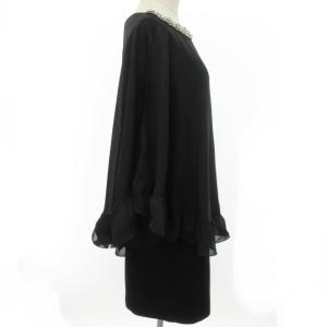 Diagram GRACE CONTINENTAL フリルティアード ワンピース ドレス ひざ丈 ビジュー装飾 フォーマル ブラック 黒 38 約M相当 IBO33 1225