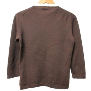 BARNEYS NEW YORK カシミヤ ニット セーター イタリア製 切替 七分袖 ブラウン系 茶 M 0109