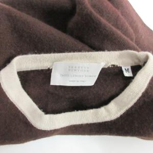 BARNEYS NEW YORK カシミヤ ニット セーター イタリア製 切替 七分袖 ブラウン系 茶 M 0109