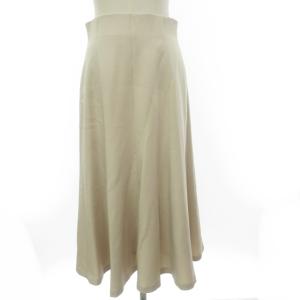美品 近年モデル ロングフレアスカート レーヨン混 ベージュ系 38 約M相当 IBO33 1228