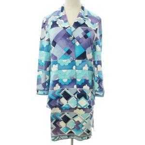 FASHION アンサンブル ワンピース 花柄 総柄 コットン ロゴ ボタン ジャケット ヴィンテージ 青 ブルー 系 11AR