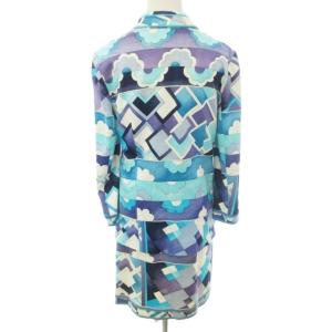 LEONARD FASHION アンサンブル ワンピース 花柄 総柄 コットン ロゴ ボタン ジャケット ヴィンテージ 青 ブルー 系 11AR