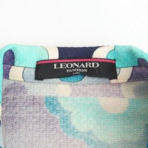 LEONARD FASHION アンサンブル ワンピース 花柄 総柄 コットン ロゴ ボタン ジャケット ヴィンテージ 青 ブルー 系 11AR