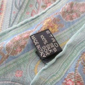 ETRO 美品 ペイズリー シルク ストール ロングスカーフ 総柄 グリーン系 0107
