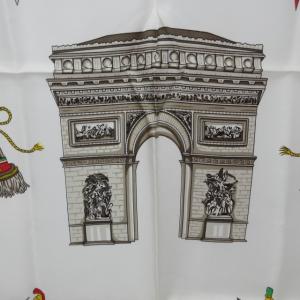 CELINE スカーフ マカダム柄 騎手 馬柄 イタリア製 白 ネイビー マルチカラー 0107