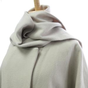 DIANE von FURSTENBERG STUDIO ノーカラー ウール コート マフラー付 ジャケット ベージュ 0 約S 0220