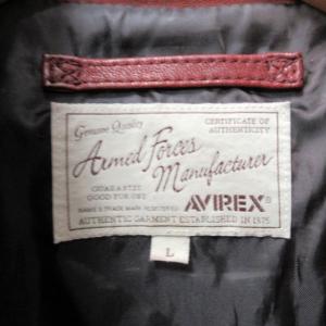 AVIREX レザー ブルゾン ジャケット ライダース やぎ革 赤茶 IBO33
