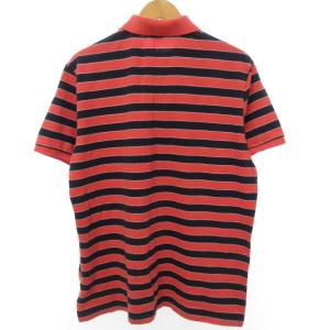 POLO RALPH LAUREN 美品 ポロシャツ Tシャツ カットソー 半袖 ボーダー柄 ワンポイント ポニーロゴ 刺繍 レッド×ネイビー 赤×紺 XL IBO33