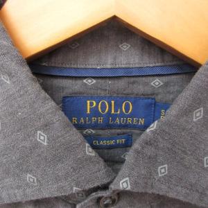 POLO RALPH LAUREN 近年モデル ヘリンボーン柄 シャツ ドット柄 国内正規 総柄 長袖 グレー 灰 S T170 0112 IBO33
