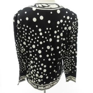 LEONARD FASHION アンサンブル ノーカラージャケット ドット柄 金ボタン ブラック ホワイト