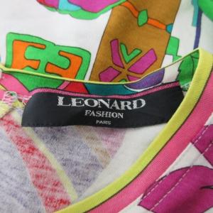 LEONARD FASHION Tシャツ カットソー 半袖 総柄 鳥柄 コットン マルチカラー L IBO33 0109