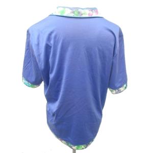 LEONARD FASHION ポロシャツ カットソー Tシャツ 半袖 総柄切替 コットン パープル系 紫 L IBO33 0109