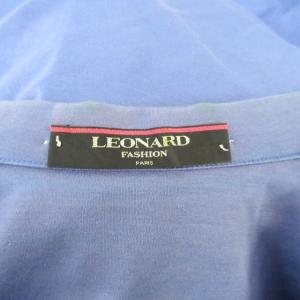 LEONARD FASHION ポロシャツ カットソー Tシャツ 半袖 総柄切替 コットン パープル系 紫 L IBO33 0109