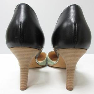 PELLICO バイカラー セパレート パンプス ヒール レザー シューズ イタリア製 グリーン 黒 38