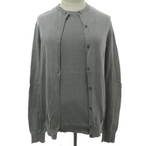 近年モデル シルク アンサンブルニット カットソー カーディガン グレー 灰 38 約M 0215 STK