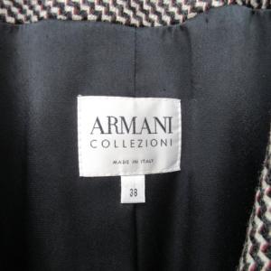 ARMANI COLLEZIONI テーラード ジャケット ブレザー カシミヤ混 2B 総柄 イタリア製 国内正規 ベージュ 黒 38 M 0119 ECR17