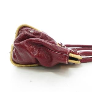 PAULE KA かごバッグ ハンドバッグ 肩掛けカバン 鞄 パテントレザー エナメル ワインレッド系 赤系 ECR17 0201