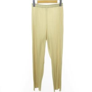 イッセイミヤケ ISSEY MIYAKE プリーツ パンツ イージーパンツ フルレングス ベージュ 3 約L相当 PP04-JF609
