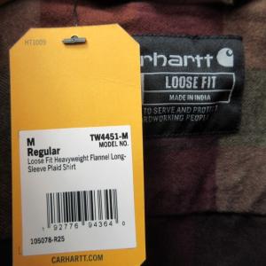 Carhartt タグ付 21AW ヘビーウェイト フランネルシャツ TW4451 ルーズフィット チェック 長袖 赤茶 ブラウン系 M 0119