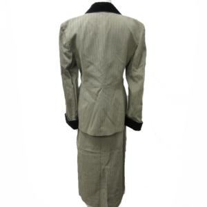 EMPORIO ARMANI ヴィンテージ スカートスーツ セットアップ ジャケット ヘリンボーン柄 黒 ブラック ベージュ 44 約L 0130 ECR17