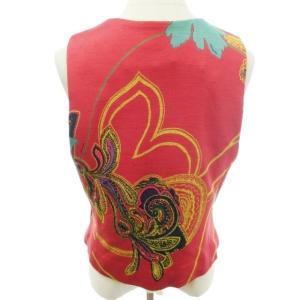 LEONARD ベスト カットソー シルク 花柄 ペイズリー柄 赤 レッド 系 11AR 約L ECR17 0122