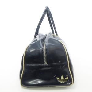adidas 希少 ヴィンテージ 70s エナメル ボストンバッグ ハンドバッグ スポーツバッグ 肩掛けカバン 鞄 ロゴ ネイビー 紺 0122