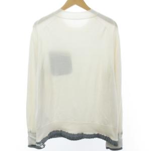 sacai 21AW WOOL KNIT PULLOVER ウールニットプルオーバー セーター 長袖 異素材ドッキング 切替 アイボリー×グレー