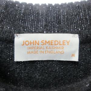 JOHN SMEDLEY 近年モデル ニット セーター 長袖 ウールカシミヤ クルーネック バイカラー ブラック×グレー 黒×灰 M 0122