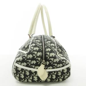 Christian Dior ヴィンテージ トロッター ミニボストンバッグ PVC×エナメル 総柄 ロゴ グレー系 AA 0208