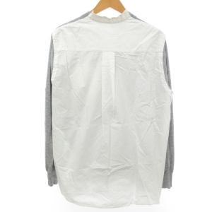 sacai 18SS ニット ドッキングシャツ 長袖 切替 異素材ドッキング クルーネック グレー×ホワイト 灰×白 3 約L相当 SCM-018