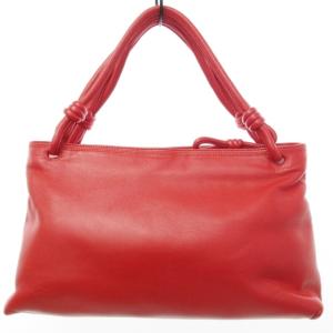 LOEWE 美品 アナグラム ショルダーバッグ レザー エンボスロゴ 型押し レッド