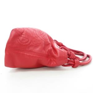 LOEWE 美品 アナグラム ショルダーバッグ レザー エンボスロゴ 型押し レッド
