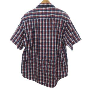 STUSSY キルティング ポケット シャツ 半袖 ロゴ刺? 赤 白 青系 XL 0227 AA