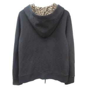 Roen スカルスワロ ジップアップ パーカー ジャケット レオパード切替 コットン ワンポイント ブラック 黒 48 約M相当 71147205