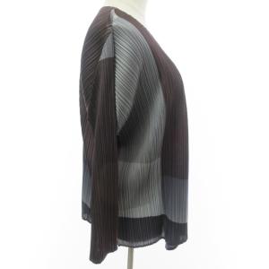 PLEATS PLEASE ISSEY MIYAKE プリーツカーディガン カシュクール グラデーション 3 グレー ブラウン