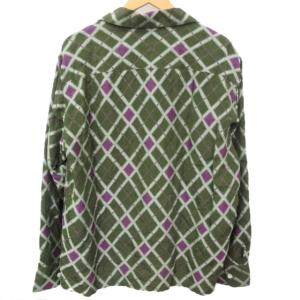 Needles 22AW ONE-UP SHIRT オープンカラーシャツ 長袖 開襟 アーガイルチェック柄 総柄 グリーン系 緑系 LQ194