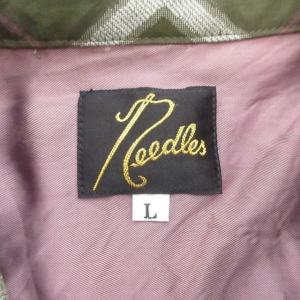 Needles 22AW ONE-UP SHIRT オープンカラーシャツ 長袖 開襟 アーガイルチェック柄 総柄 グリーン系 緑系 LQ194