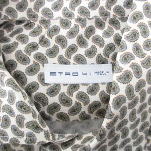 ETRO 美品 ドレスシャツ 長袖 ペイズリー柄 総柄 コットン レギュラーカラー ビジネス フォーマル ベージュ系×グリーン系 41