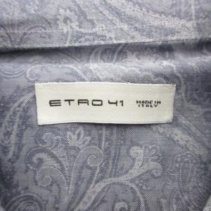 ETRO 美品 近年モデル ドレスシャツ 長袖 ペイズリー柄 総柄 レギュラーカラー ビジネス フォーマル ブルー系 青系 41 約L相当