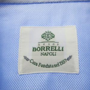 LUIGI BORRELLI NAPOLI 美品 ボタンダウンシャツ BDシャツ オックスフォードシャツ イタリア製 長袖 ブルー 青系 16