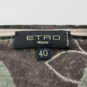 ETRO ニットカットソー セーター 長袖 総柄 Vネック オープンネックライン ブラウン系 茶系 40 約M相当 0219
