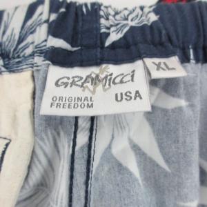 GRAMiCCi イージー ハーフパンツ 総柄 ショートパンツ ゴムウエスト パイナップル柄 ネイビー 白 XL 0228