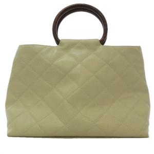 CHANEL ウッド ハンドル キャビアスキン レザー ハンドバッグ トートバッグ ココマーク ベージュ