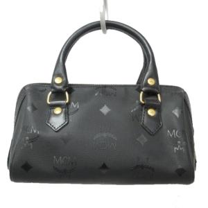 MCM ヴィセトス ショルダーバッグ ハンドバッグ ミニボストン ポーチ 2WAY ロゴプレート 黒 ブラック 0314
