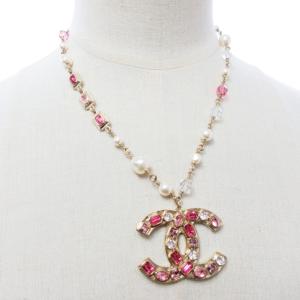 CHANEL カラーストーン×フェイクパール ネックレス ココマーク ジュエリーストーン ゴールドカラー系